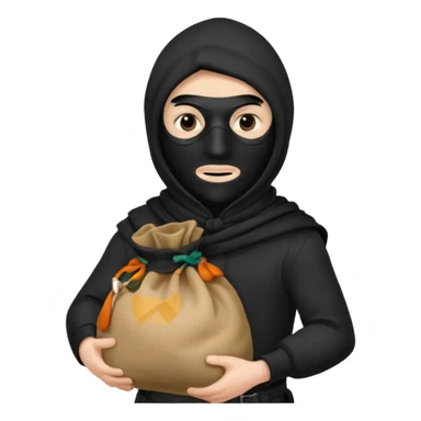 Thief in black mask holding sack sticker