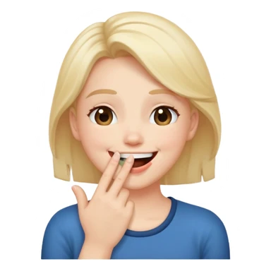 emoji laughing with hand over mouth blushing looking up and to the right sticker