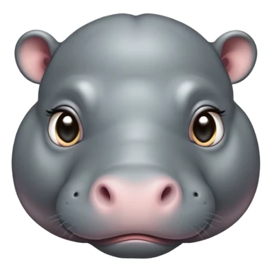 cinematic-cute baby hippo-portrait-emoji,-poised-and-regal,-with-a-massive,-robust-build-and-a-smooth,-sleek-slate-gray-hide,-deep-set-soulful-eyes,-simplified-yet-sharp-and-sophisticated-features,-highly-detailed,-glowing-with-a-soft radiance sticker