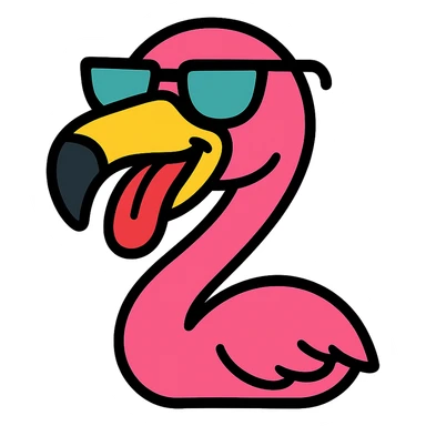 cool flamingo with its tongue out sticker