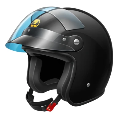 Biker helmet black in colour including the visor glass sticker