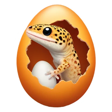 Orange leopard gecko emerges from egg sticker