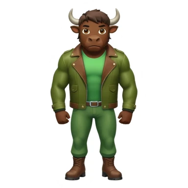 Big green bull full body with brown jacket sticker