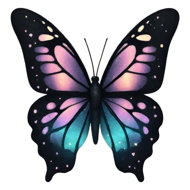 sparkly pastel black galaxy butterfly sticker