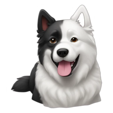 samoyed and BLACK-french buldog playing sticker