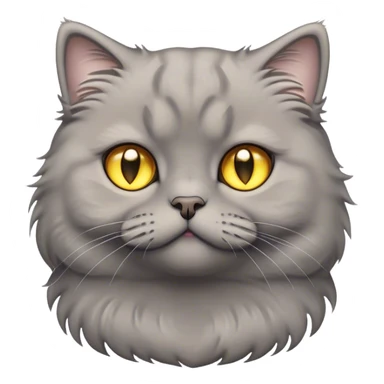 Cinematic Adorable Fluffy Grey Scottish Fold Cat Portrait Emoji, Adorable folded ears perched atop its soft, round head, head tilted cutely with big, sparkling yellow eyes, soft grey fur with darker points on the ears, face, and paws, Simplified yet irresistibly adorable features, highly detailed, glowing with a soft, warm glow, high shine, affectionate and playful, stylized with a touch of whimsy, bright and endearing, soft glowing outline, capturing the essence of a curious and loving kitten with the signature charm of a Scottish Fold's unique folded ears, so cute it feels like it could leap out of the screen and snuggle up for a cuddle! sticker
