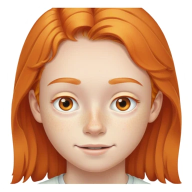 A ginger 14 year old orange braces with lots of almost invisible freckles under the eye sticker