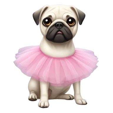 white pug with tutu  sticker