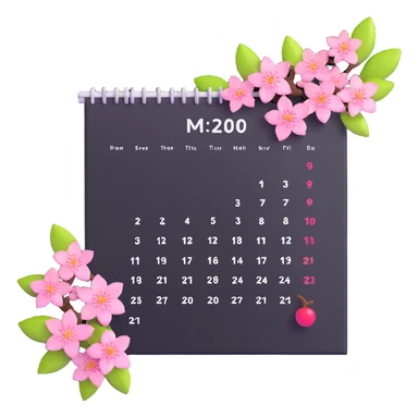 spring calendar with cherry blossoms sticker