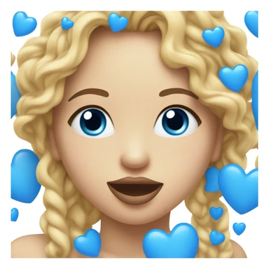 Kissing face with blue hearts sticker