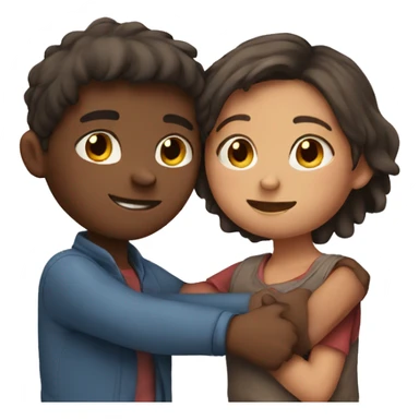 Boy and girl hugging sticker