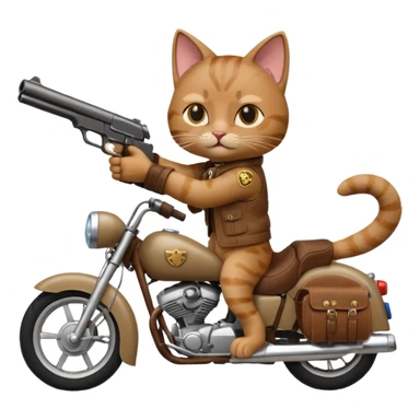 Cat on a mother cycle shooting a gun in the air sticker