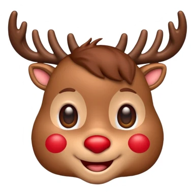 Rudolph cute face emoji for slack simple with hair sticker