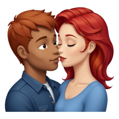 kissy face between brown hair man and redhead woman sticker