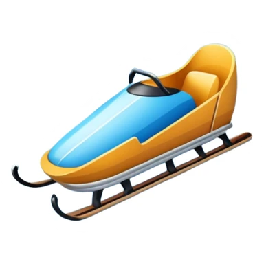 An icon showing a small sled down an icy track. The scene includes dynamic motion lines, icy curves, and a snowy mountain backdrop under a crisp blue sky. Transparent background emphasizes the speed and intensity of the sport. sticker