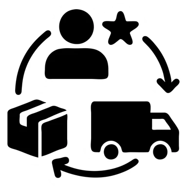icon for "Supply Chain Experience", minimalistic design, logistics symbol sticker