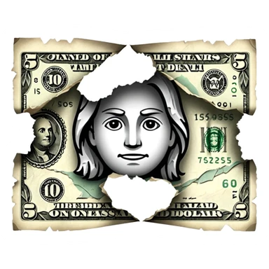 Ripped in half dollar bill sticker