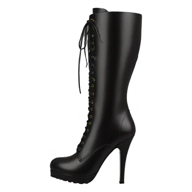 Black tall High heel boot lace up leather tall sticker