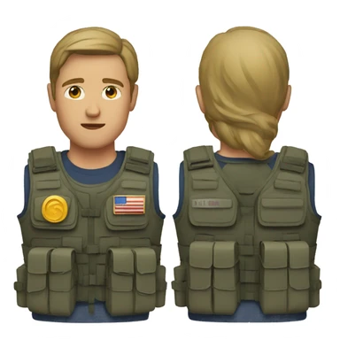 Journalist with bulletproof vest sticker