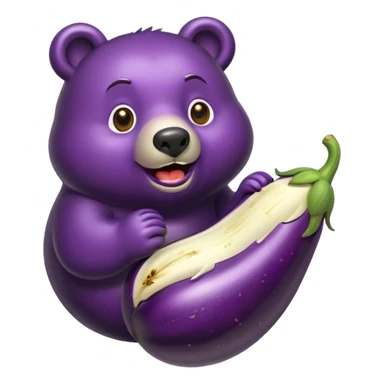 Bear eating an eggplant  sticker