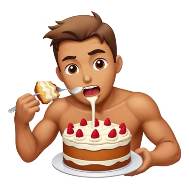 Man eating big cake aggressively  sticker