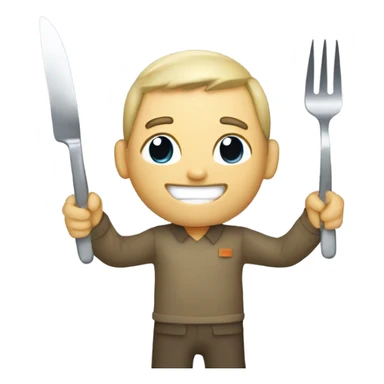 Terex holding a knife and fork  sticker