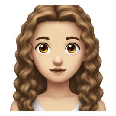 pretty white girl with brown wavy hair and dark eyes e finger looking sad sticker