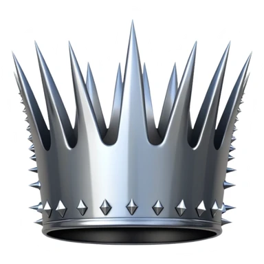 A spiked crown emoji made of silver chrome, sharp yet rounded metallic spikes, glossy reflections, aggressive luxury swag aesthetic, iOS emoji style, centered, clean white background sticker