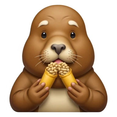 Walrus holding peanuts sticker