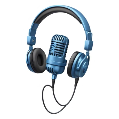 Create an emoji for podcasting. Show a microphone with headphones, symbolizing the recording of a podcast. Use modern, professional colors. Do not include any emojis or smiley faces. Make the background transparent. sticker