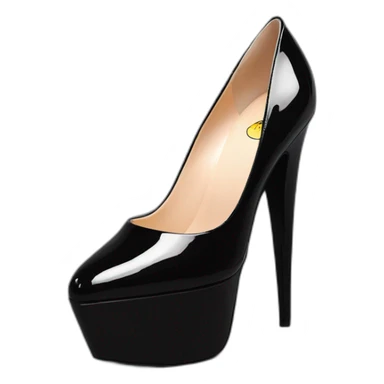 One Black Patent Leather Daffodile Platform Heels sticker