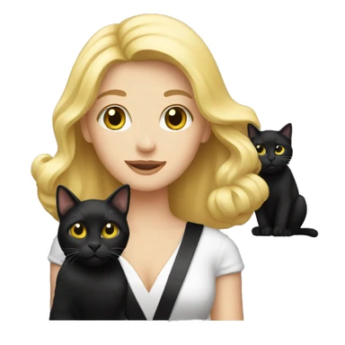 Blonde woman holding a black tuxedo cat sticker