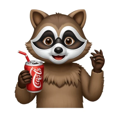make an emoji of a raccoon drinking coke  sticker