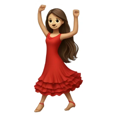 Girl dancing flamenco with red dress and brown long hair sticker