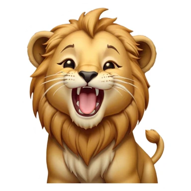 Cinematic Cute Yawning Lion Cub Portrait Emoji, Head tilted slightly with a dramatic, wide-open yawn, showcasing a soft, downy tawny Fur with a majestic mane, floppy ears slightly drooping, round amber eyes barely open in drowsy contentment, Simplified yet irresistibly adorable features, highly detailed, glowing with a soft, cozy glow, high shine, relaxed yet expressive, stylized with a touch of savannah whimsy, bright and endearing, soft glowing outline, capturing the essence of a sleepy yet affectionate Lion Cub, so drowsy it feels like it could stretch out of the screen and curl up for a nap! sticker