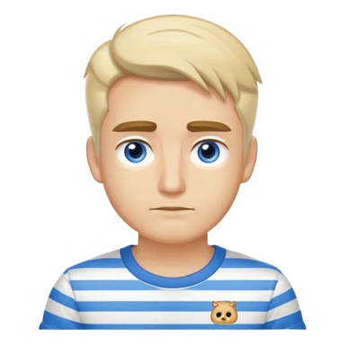 Chico blanco guapo con ojos color miel y cejas pobladas con una camiseta de mangas corta blanca y una camisa de vestir sobre puesta cde rayas blancas con rayas azules claro  sticker