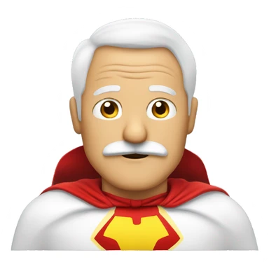 Yellow 50 year old man with a mustache crossing his hands with a red cape and a white and red superhero costume  sticker