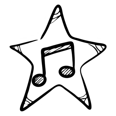 star shape music icon, hand drawn black outlined style sticker