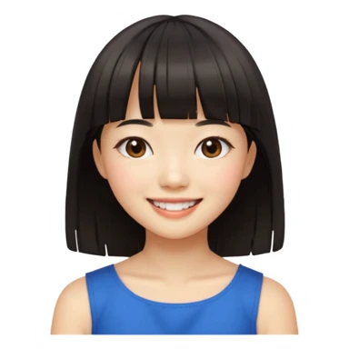 asian girl blunt fringe shoulder length hair sticker