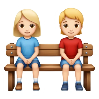 two children sitting together on a bench, happy and friendly sticker