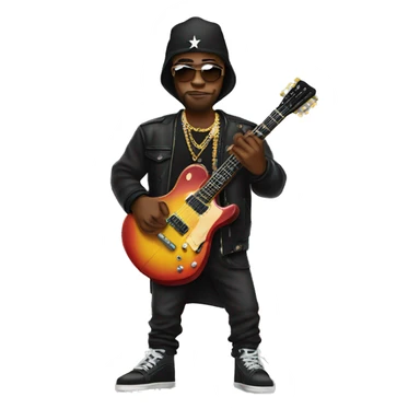 Black Rappers wearing jewel with a Rockstar guitar sticker