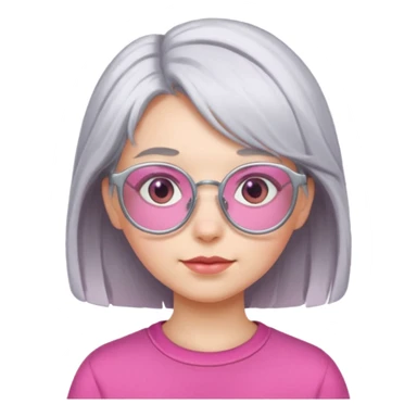 Silver hair pink glasses girl sticker