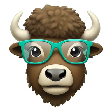 cute bison in teal ￼glasses sticker