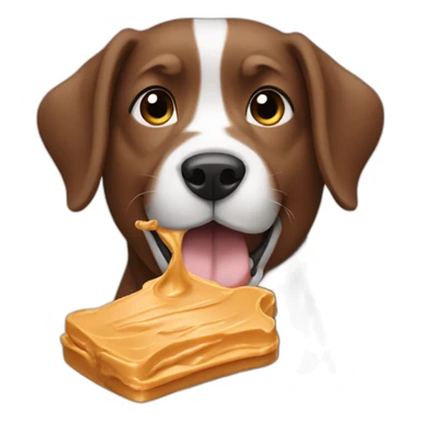 Dog eating peanut butter  sticker