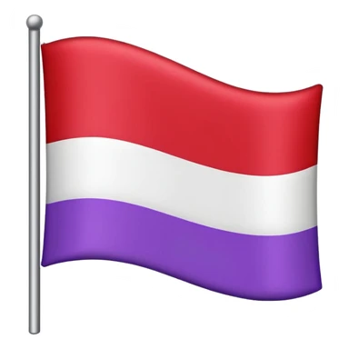 The emoji of a flag with three horizontal bars. The top bar is black, the middle bar is white, and the bottom bar is split in half. The bottom left is purple, and the bottom right is red sticker