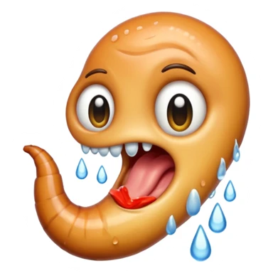a crying worm that is soaking wet at th sticker