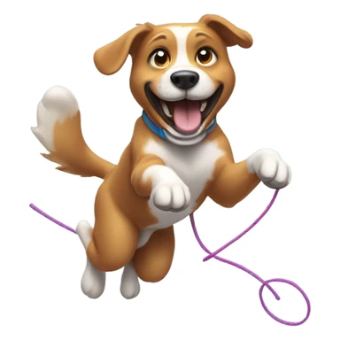 Dog playing jump rope  sticker