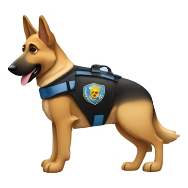 German shepherd service dog wearing a guide dog vest sticker