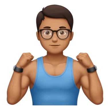 Male core muscles white dark brown hair round glasses sticker