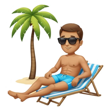 Man relaxing on beach with sunglasses and swim shorts sticker